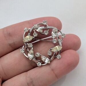 Vintage Van Dell 925 Sterling Rhinestone Brooch Pin 1.25"